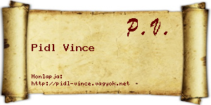 Pidl Vince névjegykártya